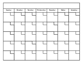 blank calendar pdf document by the mad professors teaching resources