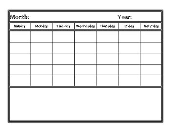 Blank Calendar by Watering Roots | Teachers Pay Teachers