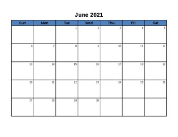 Blank Calendar - June 2019 - June 2020 - EDITABLE by The Science Shark