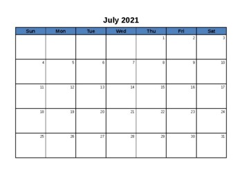 Blank Calendar - June 2021 - June 2022 - Editable By The Science Shark