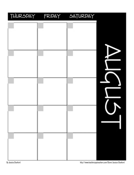 Blank Calendar Planner by Jessica Ann Stanford | TpT
