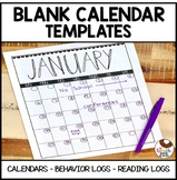 Blank Calendar Template | Reading Log | Behavior Calendar 