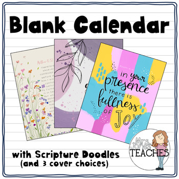 Preview of Blank Calendar with Scripture Doodles | Teacher Planner