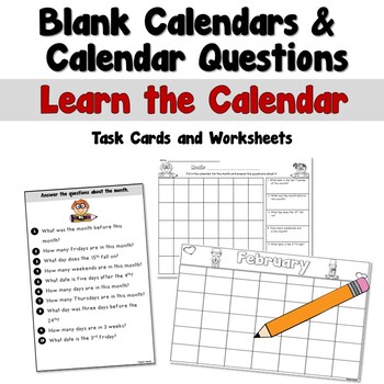 Preview of Blank Calendars and Calendar Questions