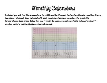 Preview of Blank Calendars and Weather Charts