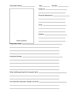 Blank Character Profile Template