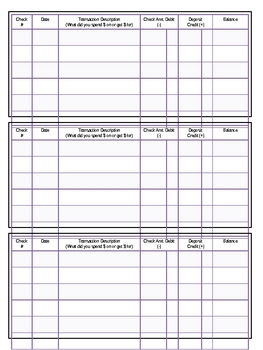 Preview of Blank Check Registers for the Classroom
