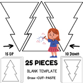 Blank Christmas Tree Collaborative Craft Activity with 25 