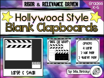 Preview of Hollywood Theme Blank Clapboard Movable Printable