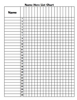 Blank Class list Table 28 names by Kelly Clark | TpT