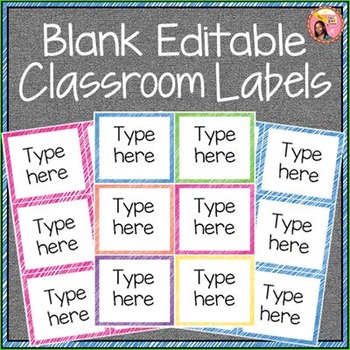 Preview of Classroom Labels - Blank and Editable (Scribble Frames)