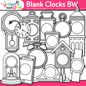 Blank Clock Clip Art Clock Face Frames Templates B W Glitter Meets Glue