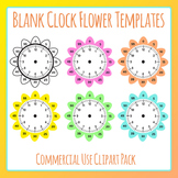Blank Clock Flowers Learn Analog Clocks / Time Template Clip Art / Clipart