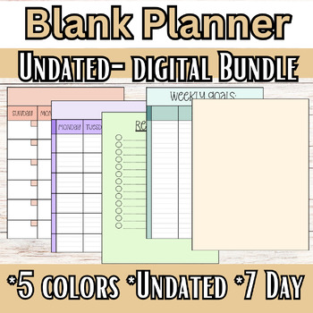 Preview of Blank Colorful Homeschool Planner Digital Bundle