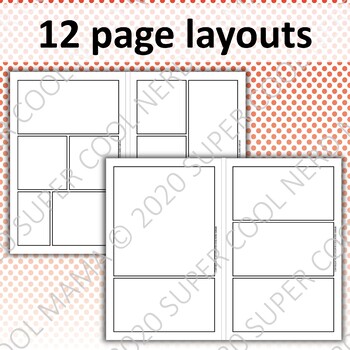 12 Printable Blank Comic Book Pages Callouts Digital Paper Pack