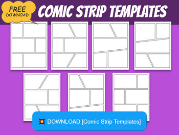 Preview of Comic Strip Template | Printable Comic Book Strip Template | FREEBIE