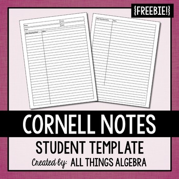 Preview of FREE Cornell Notes Template