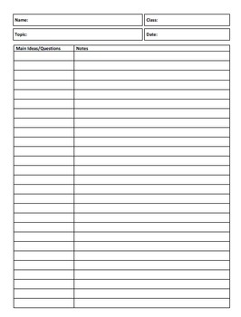 FREE Cornell Notes Template by All Things Algebra | TpT