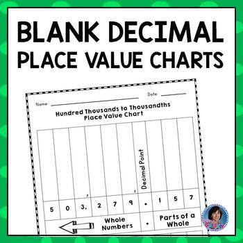 blank place value chart with decimals printable pdf tpt