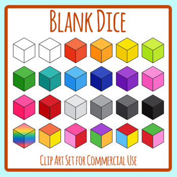 Blank Dice Templates - 3d Cube Shapes Geometric Solid Various Colors Clip  Art