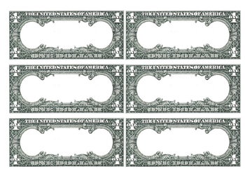 1 Dollar Bill Template - Letter page ready to print (FRONT and BACK)