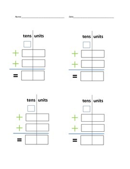 Preview of Blank Double Digit Addition with regrouping worksheet