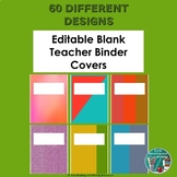 Blank Editable Teacher Binder Covers - 60 Color Backgrounds