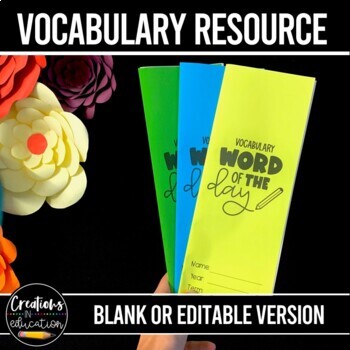 Preview of Blank Editable Vocabulary Word of the Day Activity Booklet