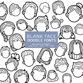 Preview of Blank Face Doodle Font, Instant File otf, ttf Font Download, Digital Font Bundle