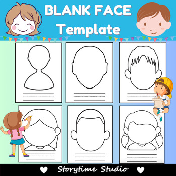 Preview of Blank Face Template Worksheet for Self-Portraits with Name , Feelings , Emotions