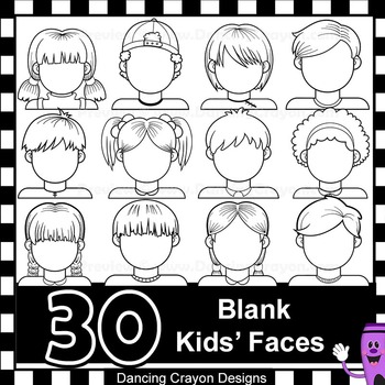Preview of Blank Faces Clip Art Kids