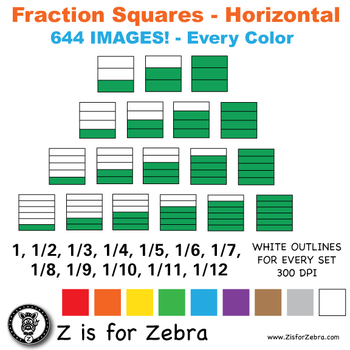 Preview of Blank Fraction Square Clip Art 644 Images - Horizontal - CU OK! ZisforZebra