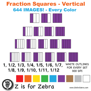 Preview of Blank Fraction Square Clip Art 644 Images - Vertical - CU OK! ZisforZebra