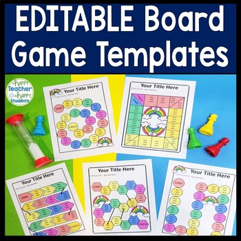Preview of Blank Game Board Template: 5 EDITABLE Board Game Templates for Kids