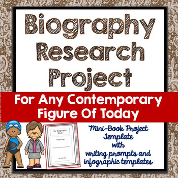Preview of Biography Research Project, Blank Generic Mini Book, Quote, Infographic, Writing