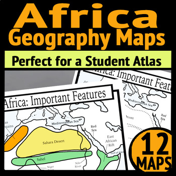 Preview of Africa Geography Maps: Full Color Answer Sheets, and Blank Student Maps