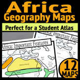 Africa Geography Maps: Full Color Answer Sheets, and Blank