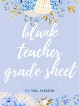 Preview of Blank Grade Sheet for Gradebook