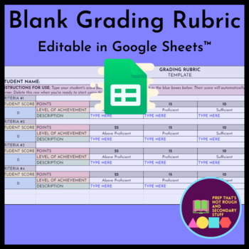 Preview of Blank Grading Rubric Template - Google Sheets™