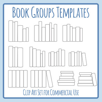 Blank Groups Of Books Spines Bookshelf Arrangements Clip Art