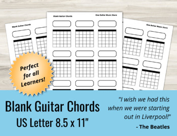 Preview of Blank Guitar Chord Charts Perfect for Beginner Music Students