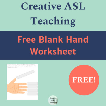Preview of Blank Hand Worksheet - listing ASL