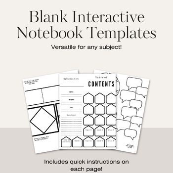 Preview of Blank Interactive Notebook Templates