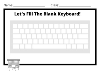 Preview of Blank Keyboard Filling Worksheet For IT & CS