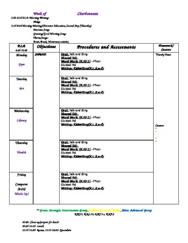 Preview of Blank Kindergarten Lesson Plan Template- Editable!