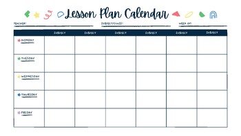 Blank Lesson Plan Calendar PRINTABLE by LearningwithMrsSudi | TPT