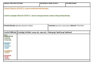 Preview of Blank Lesson Plan Template & Exemplar Lesson Plan