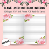 Blank Lined Floral Notebook Template For KDP 120 Pages 6*9 Inch