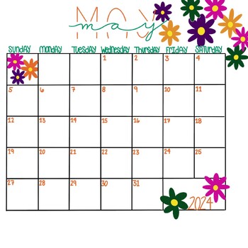 Blank May Calendar by Caitlin Taylor | TPT