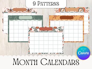 Preview of Blank Month Calendars Autumn Color, Mystical Month Calendar, Printable Calendar